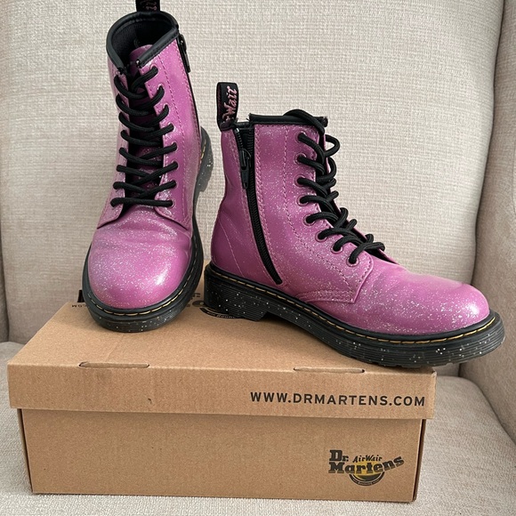 Pink Glitter Dr. Martens Combat Boots - Picture 3 of 10